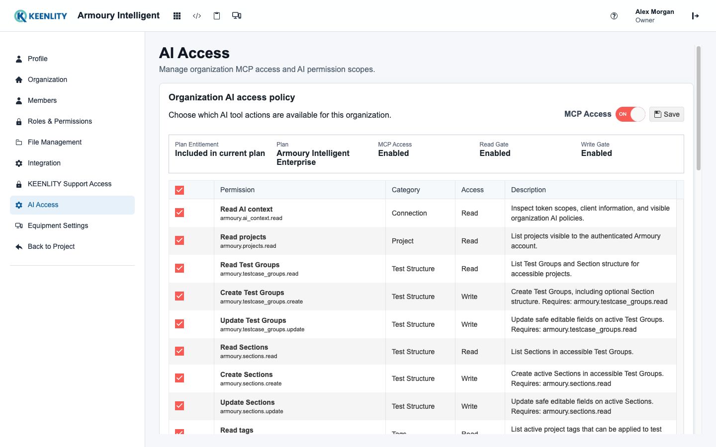 Organization MCP access policy and scope audit